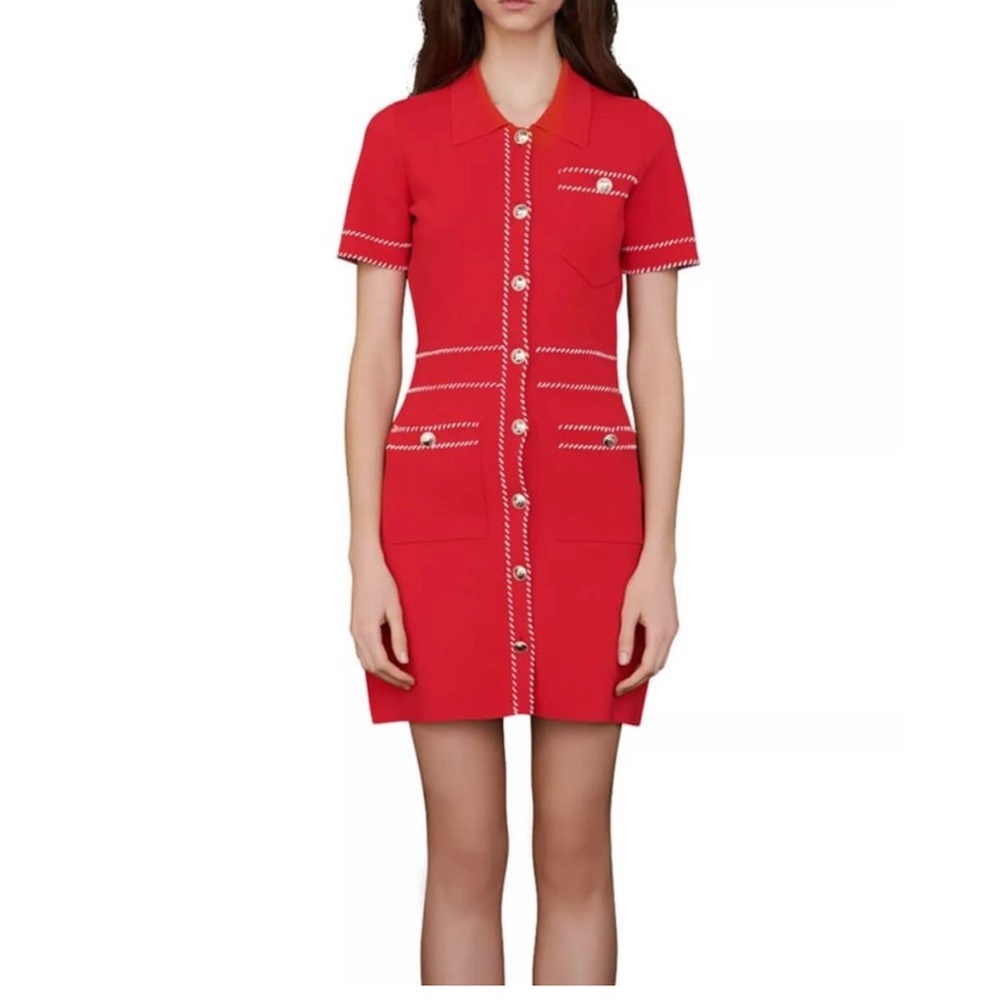 Maje Ross contrast stitching knit dress- worn once